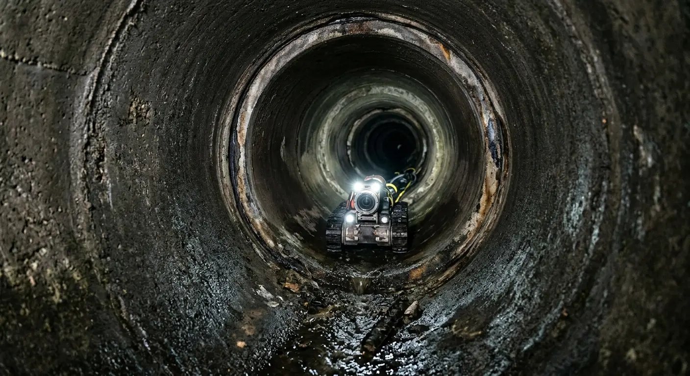 Robotic sewer camera inspecting pipe interior for Sewer Line Cleaning in Buena Vista